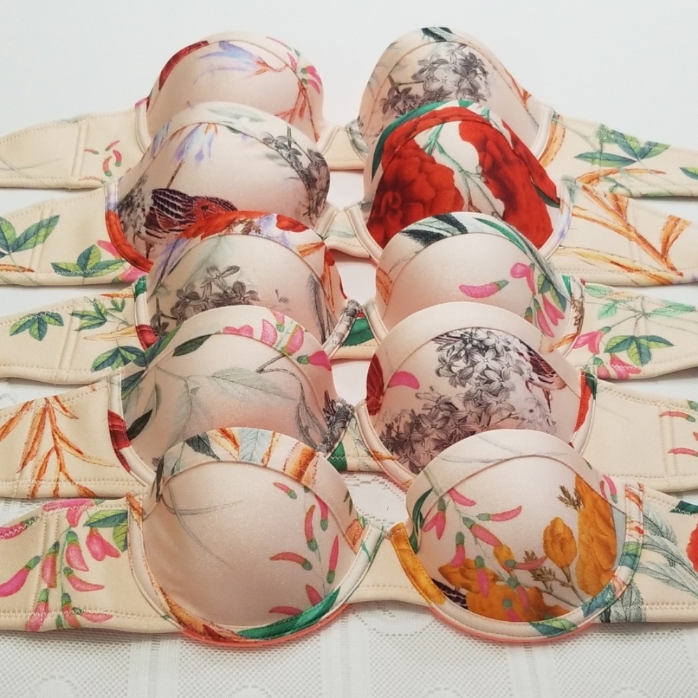 24T Triangl strapless cream floral top, various - Picture 1 of 7